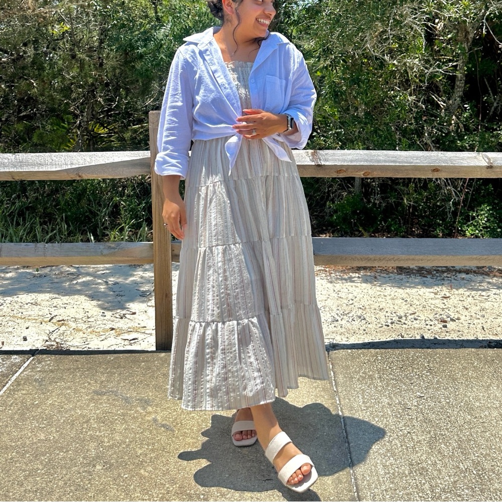 BOUTIQUE smocking tiered maxi dress/spring dress/summer dress